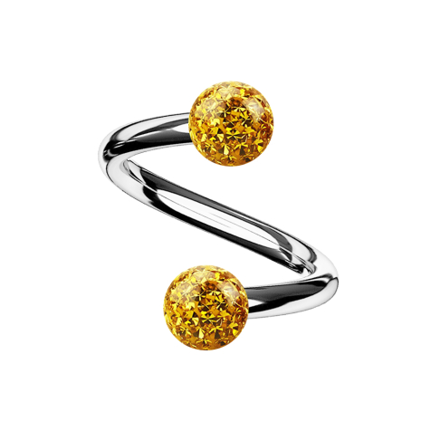Micro spirale dargento con due sfere di cristallo topazio Strato protettivo epossidico