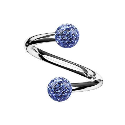 Spirale dargento con due sfere di cristallo azzurro Strato protettivo epossidico