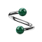 Spirale argentée avec deux boules de cristal vert Couche de protection en époxy