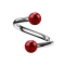 Spiral silver with two crystal balls red Epoxy protective layer