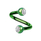 Micro spiral green with two silver crystal balls