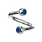 Micro spirale argentée avec deux boules cristal bleu foncé