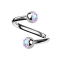 Micro spirale argentée avec deux boules cristal multicolore