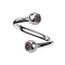 Micro spirale argentée avec deux boules cristal violet clair