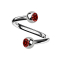 Micro spirale argentée avec deux boules cristal rouge