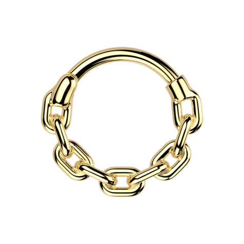 Anello a micro segmenti con maglie a catena placcate oro e incernierate