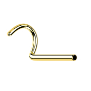 Threadless nose stud bar, curved, gold-plated