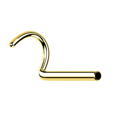 Tige nasale sans filetage, courbée, plaquée or