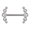 Barbell filetage intérieur argenté face avant cinq cristaux argentés