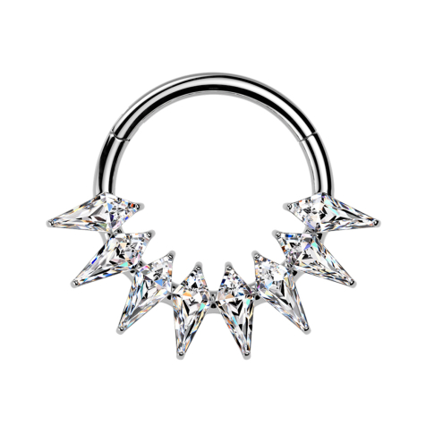 Micro Segmentring klappbar silber Speer Kristalle silber