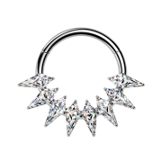 Micro segment ring, foldable, silver Spear crystals, silver