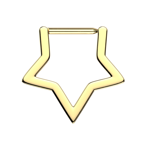 Micro segment ring, foldable, gold-plated bar with star