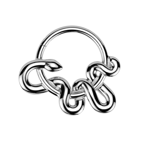 Micro anneau segment pliable argent serpent enroulé