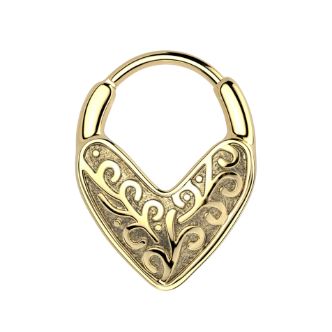 Micro segment ring hinged gold-plated floral heart