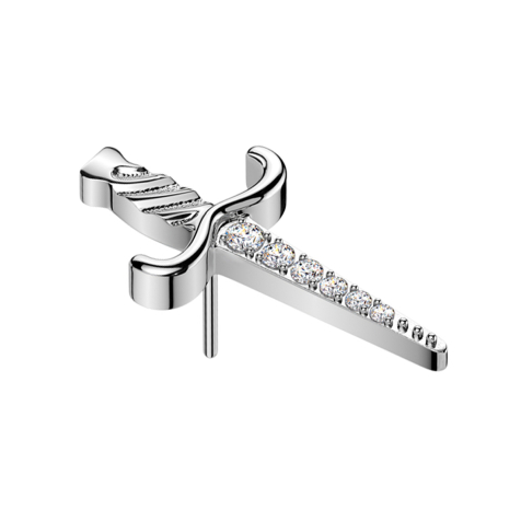 Pugnale senza filettatura cristalli argentati argento