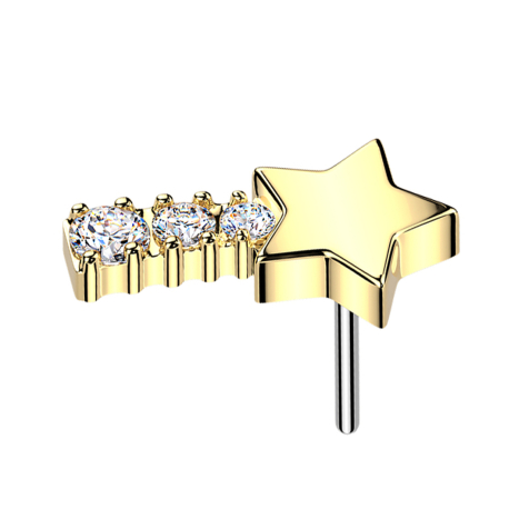 Threadless Stella cadente placcata oro cristalli argento