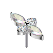 Threadless Kreuz silber ovale Kristalle multicolor runde...