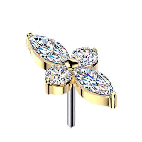 Croix sans fil plaquée or cristaux ovales argent cristaux ronds argent