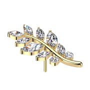 Threadless olive leaf gold-plated crystals silver