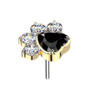Patte Threadless plaquée or cristaux argent et noir