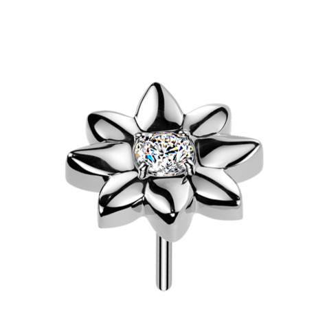 Threadless Blume silber mittig Kristall silber