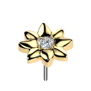 Threadless Blume vergoldet mittig Kristall silber