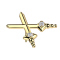 Threadless two daggers crossed gold-plated crystals silver