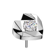 Threadless faceted heart silver crystal silver