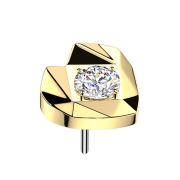 Threadless faceted heart gold-plated crystal silver