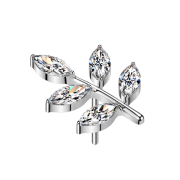 Threadless Blatt silber fünf ovale Kristalle silber