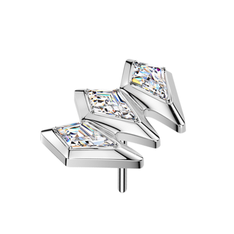 Threadless drei Speerspitzen silber Kristalle silber