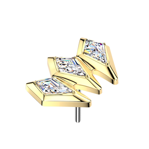 Threadless drei Speerspitzen vergoldet Kristalle silber