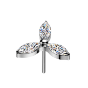 Threadless drei Blütenblätter silber Kristalle...