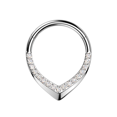 Micro Segmentring klappbar silber Träne mit gebrochener Kante Kristalle silber