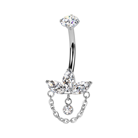 Banana filettatura interna argento cristallo argento incastonato e tre cristalli argento pendente catena cristallo argento