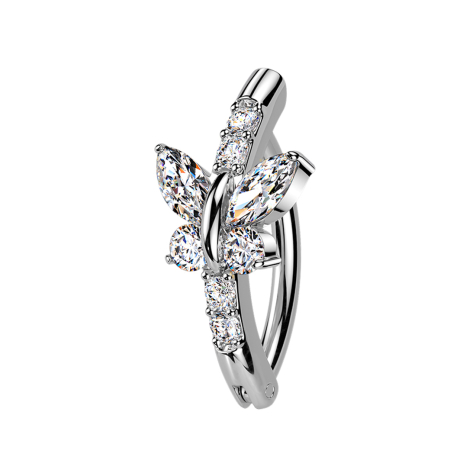 Banana pieghevole argento Scudo Farfalla Cristalli argento