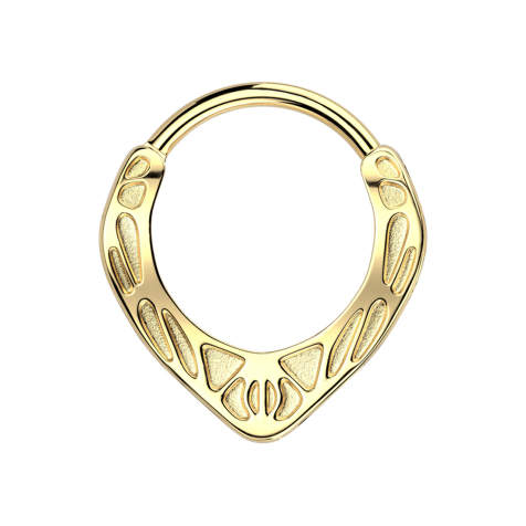 Anello a micro segmenti incernierato con motivo tribale placcato oro