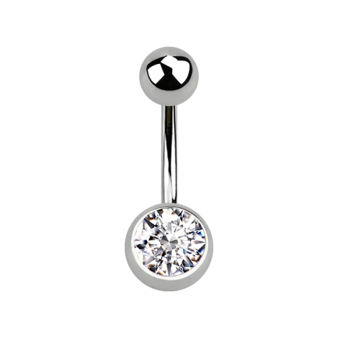 Banana sterile argento con sfera e sfera cristallo argento