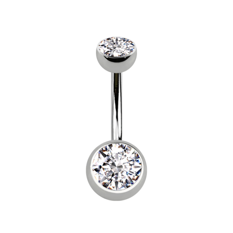 Sterile banana silver internal thread with hemisphere and ball crystal silver