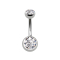 Sterile banana silver internal thread with hemisphere and ball crystal silver