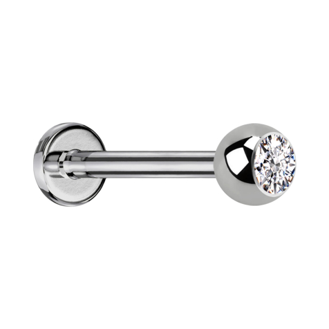 Micro labret stérile argenté avec boule et cristal argenté