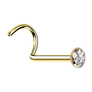 Sterile curved nose stud, 18k gold-plated with flat...