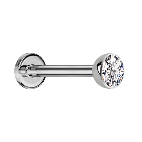 Labret stérile Micro Threadless argenté avec demi-sphère en cristal argenté