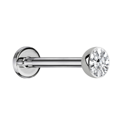 Steriles Micro Threadless Labret silber mit Halbkugel Premium Kristall silber