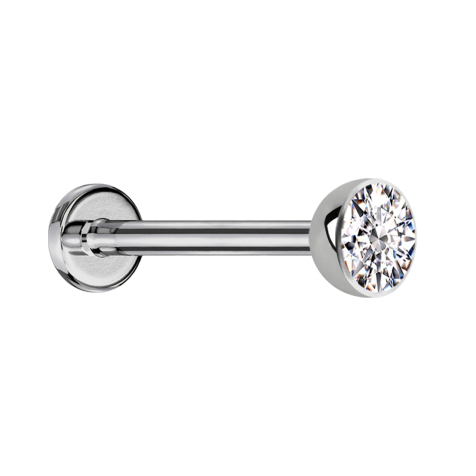 Sterile Micro Threadless Labret silver with half-sphere crystal silver