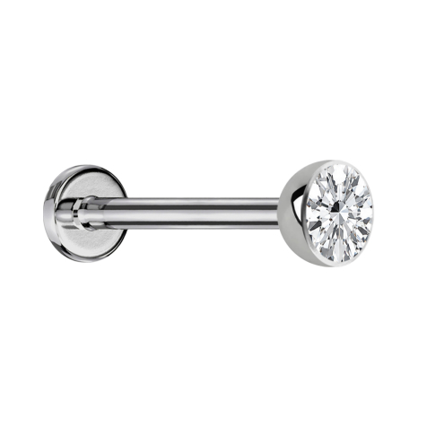 Labret sterile Micro Threadless argento con semisfera in cristallo Premium argento
