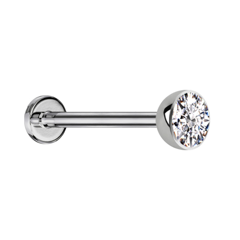 Labret stérile Micro Threadless argenté avec demi-sphère en cristal argenté