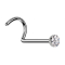 Piercing nasale sterile ricurvo argento semisferico Premium Cubic Zirconia cristallo argento