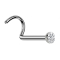 Clou doreille nasal stérile courbé argent demi-sphère zircone cubique premium cristal argent