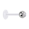 Micro labret stérile transparent avec boule argentée et cristal argenté